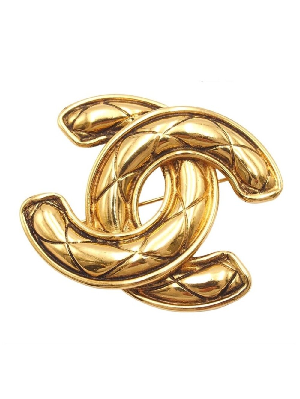 Chanel Brooch CC Logo Gold Metal Vintage